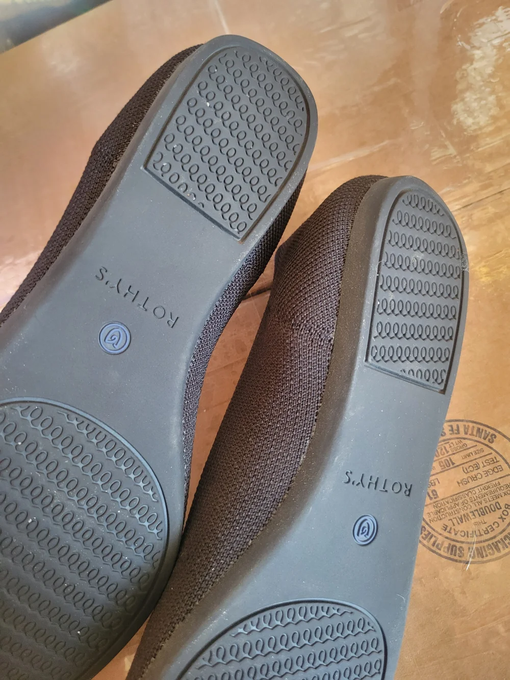 Rothy's Black Pointed Ballet Flat with Blue Trim